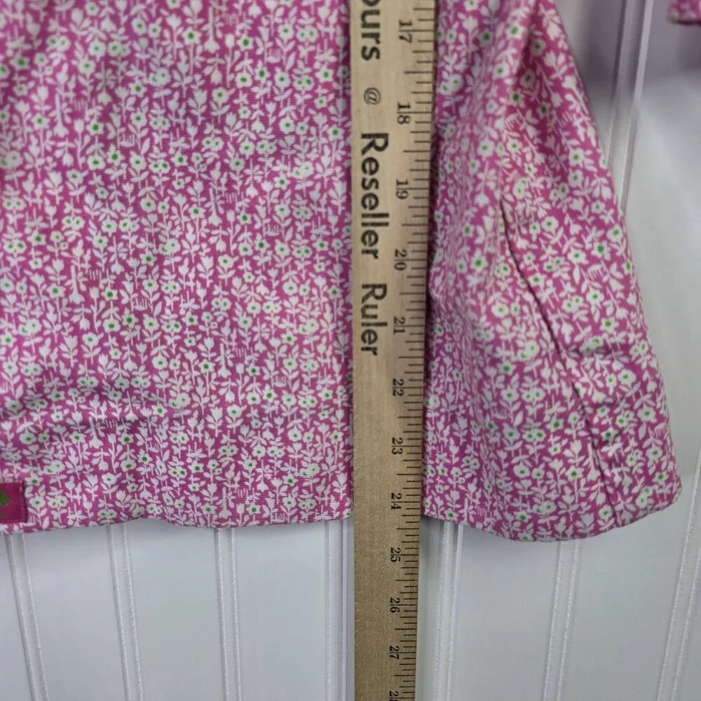 Lilly Pulitzer Coat Girls 7 Pink Floral Button Lightweight Spring Jacket Casual